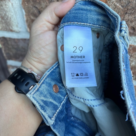 MOTHER superior high waisted rider skimp Classic Blue Distressed Women Jeans - Picture 9 of 10